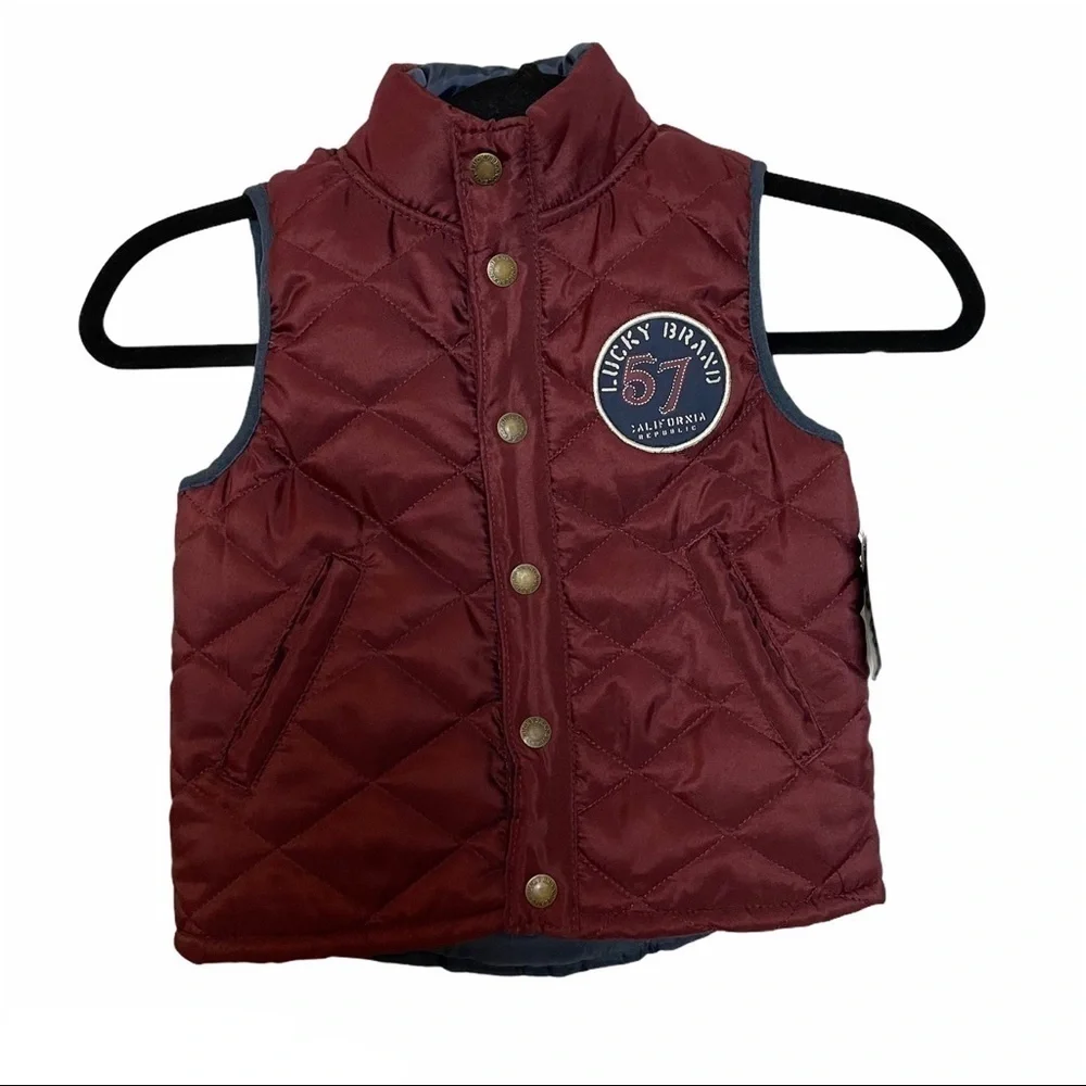 Lucky Brand 3T Maroon and Navy Puffer Vest NWT